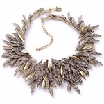 Antique Crystal Encrusted Seaweed Bib Necklace